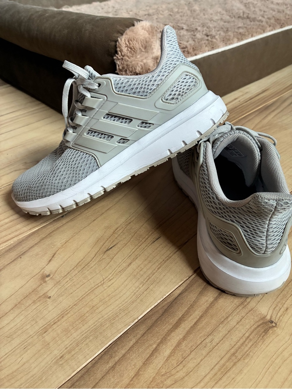 adidas Women's Light Gray/Green Mesh Athletic Sneakers